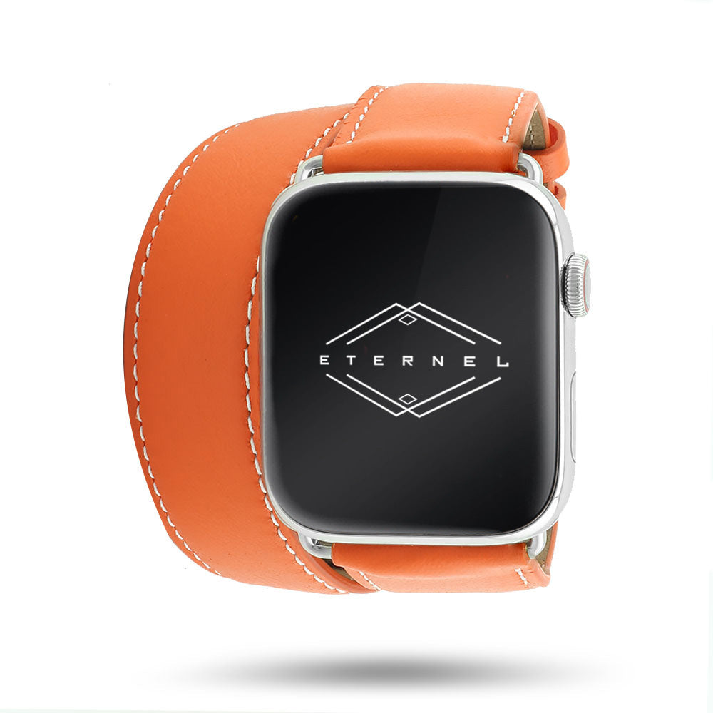 Double Tour - Orange Calfskin Apple Watch 42 mm
