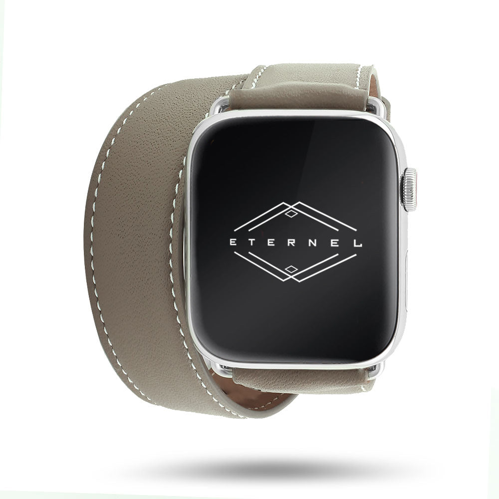 Double Tour - Taupe Calfskin Apple Watch 42 mm