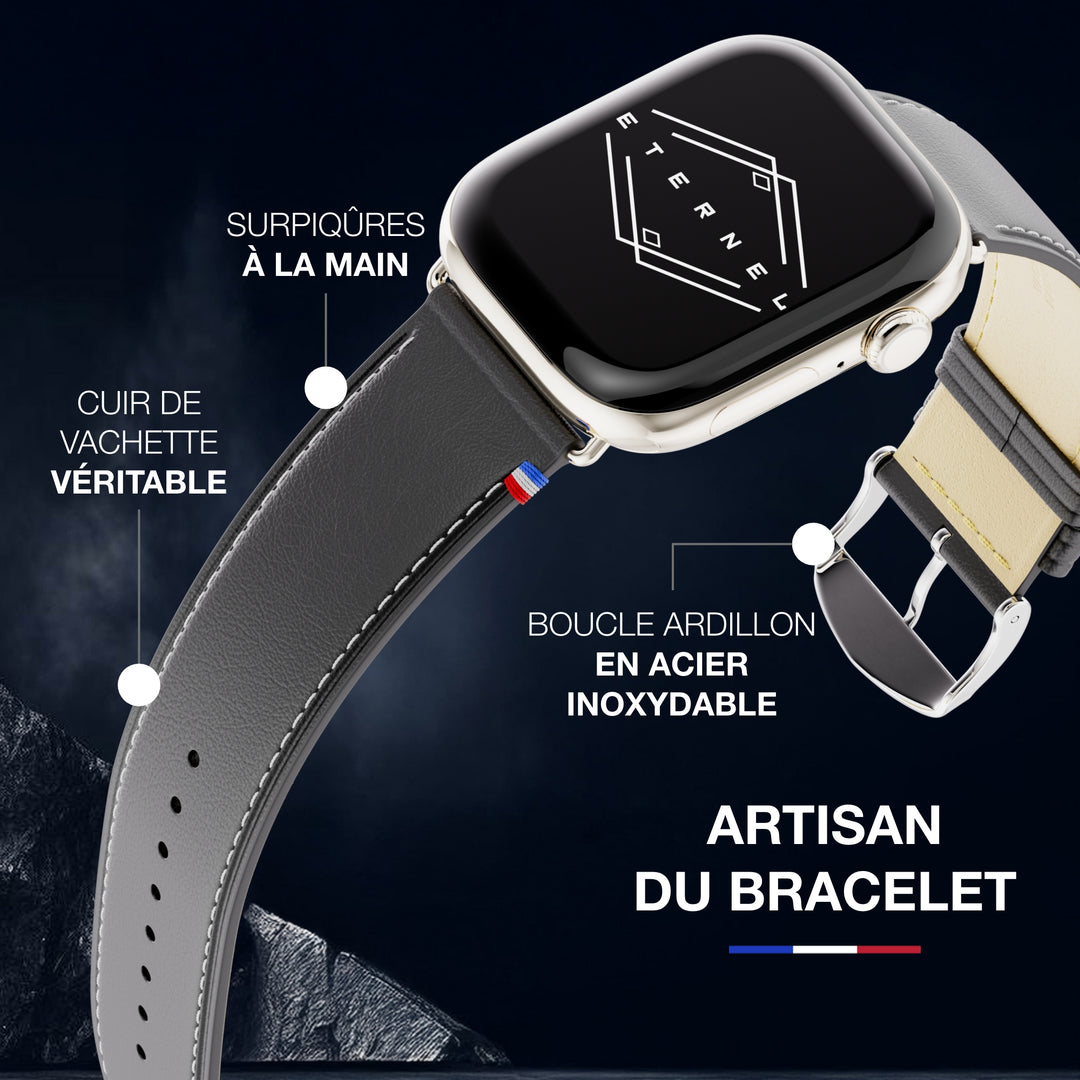 Simple Tour - Black Greased Cowhide Apple Watch 46 / 49 mm