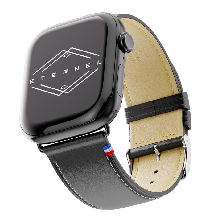Simple Tour - Black Greased Cowhide Apple Watch 46 / 49 mm