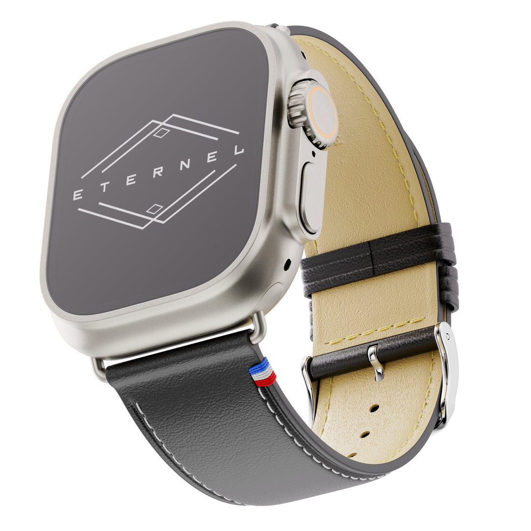 Simple Tour - Black Greased Cowhide Apple Watch 46 / 49 mm