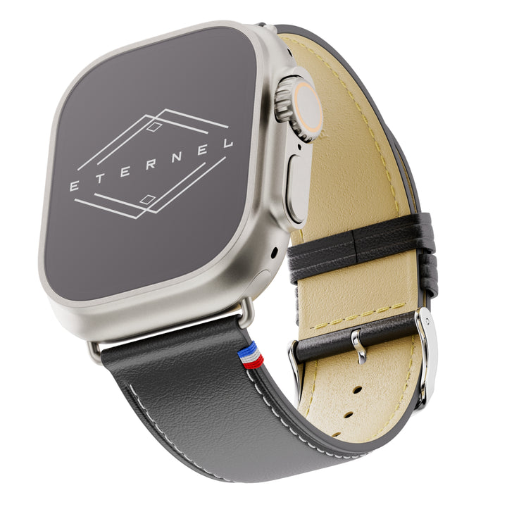 Simple Tour - Black Greased Cowhide Apple Watch 46 / 49 mm