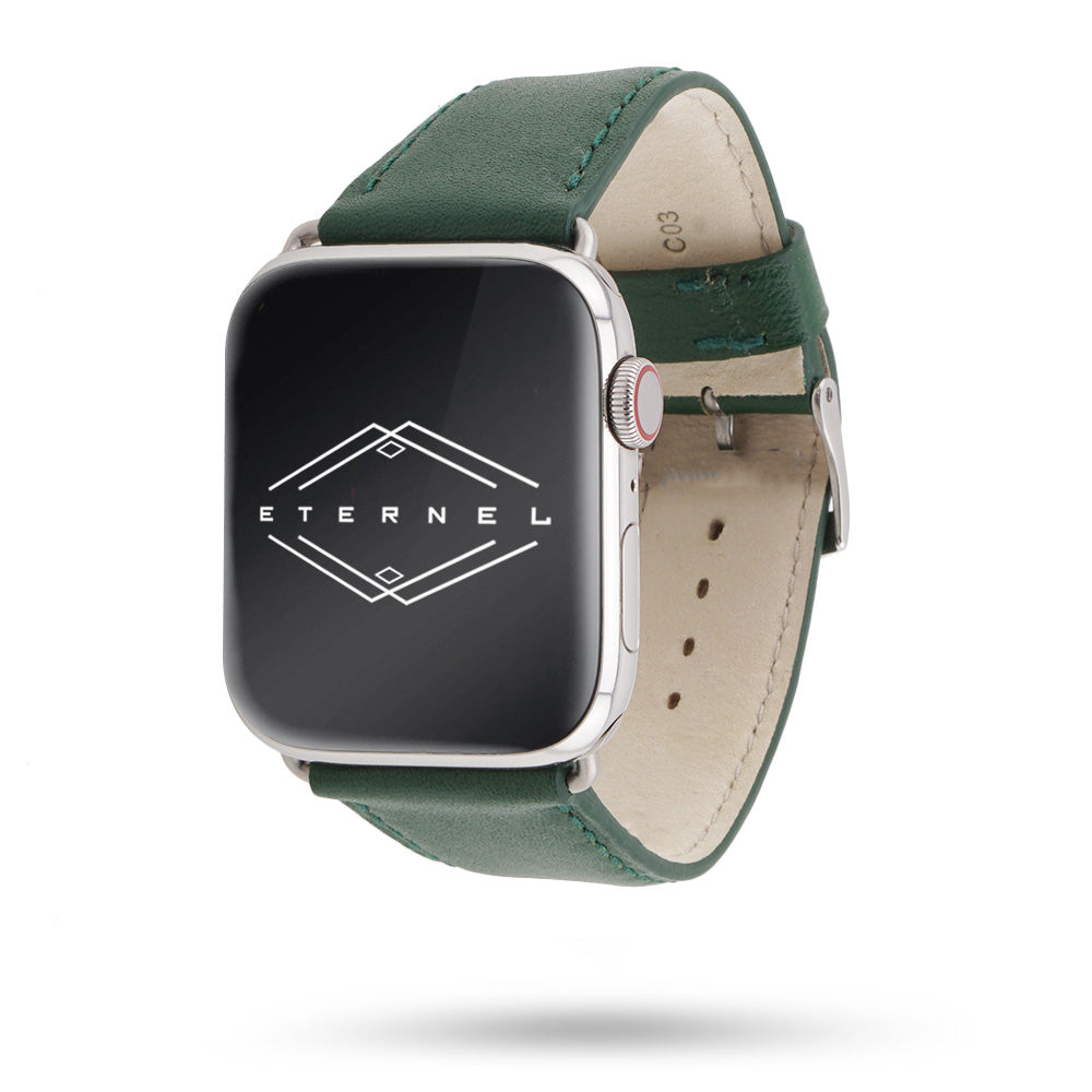 Holi Apple Watch - Armband aus dunkelgrünem Rindsleder 42 mm