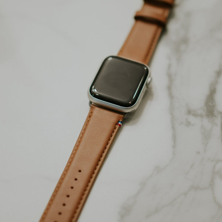 Aquarelle - Apple Watch Armband aus Leder, kleine Größe Gold 42 mm