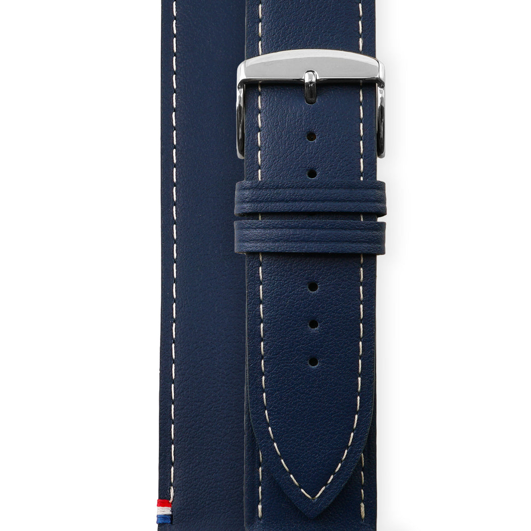 Double tour - Cuir de vachette Apple Watch Marine 42 mm