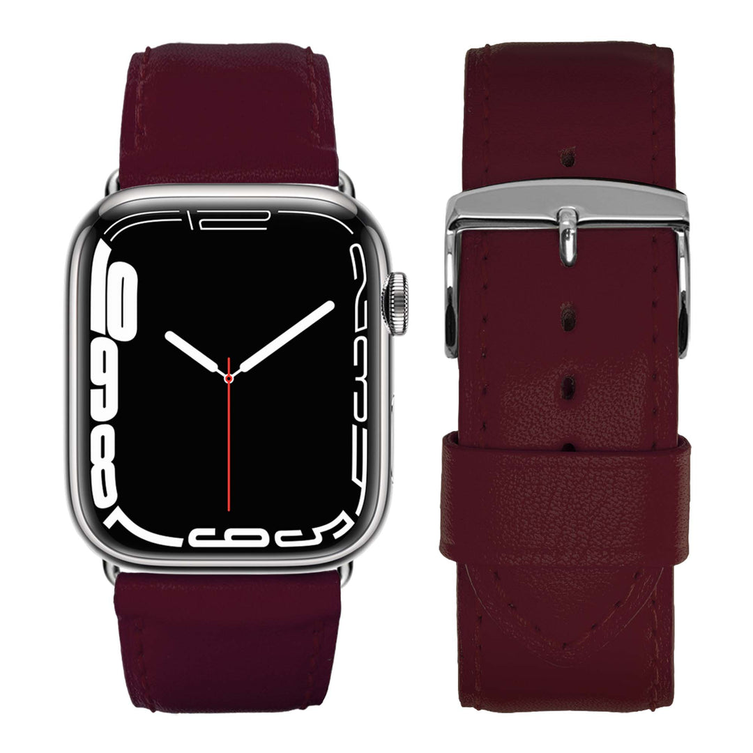 Holi Apple Watch - Bracelet cuir de vachette Bordeaux 46 / 49 mm