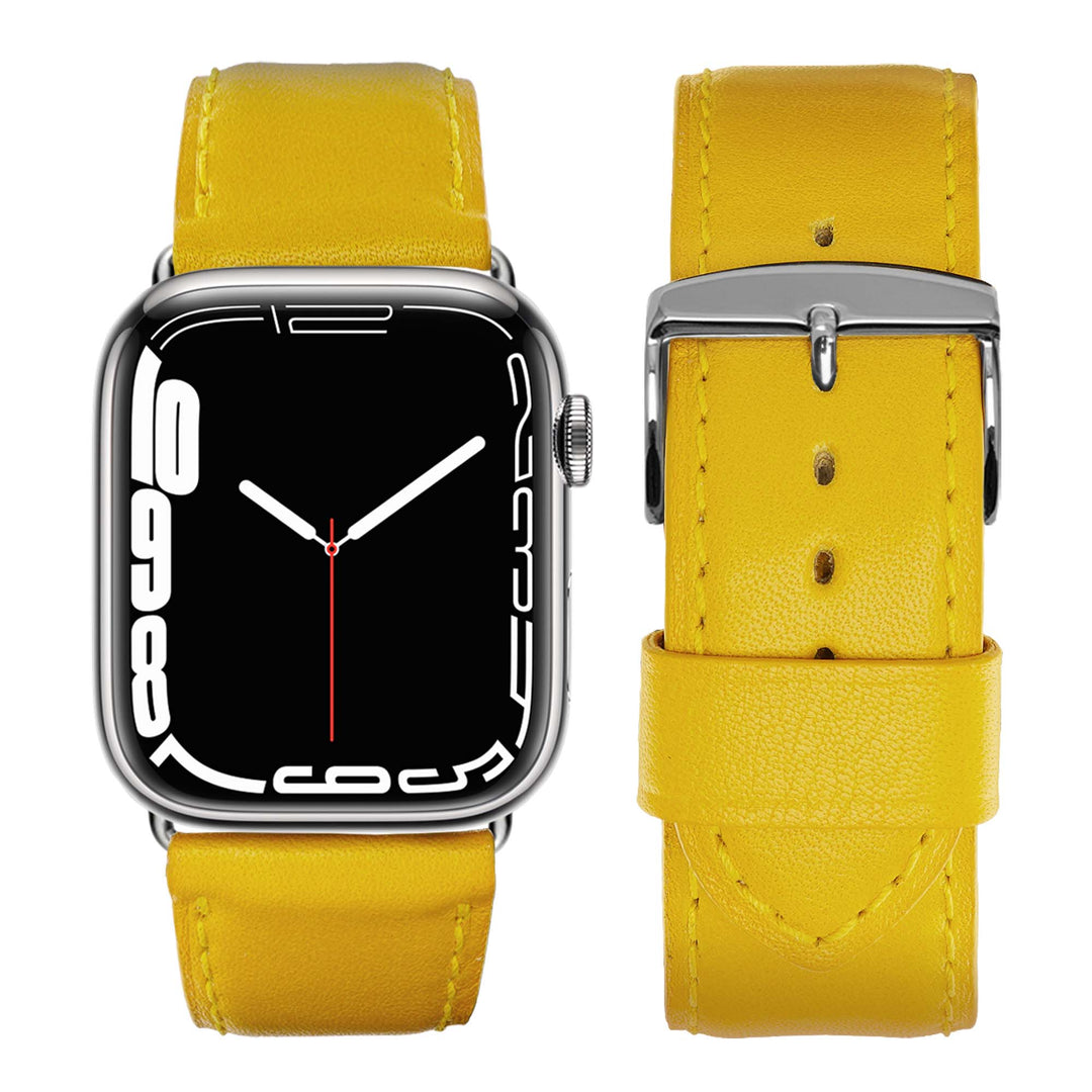 Holi Apple Watch - Bracelet cuir de vachette Jaune 46 / 49 mm