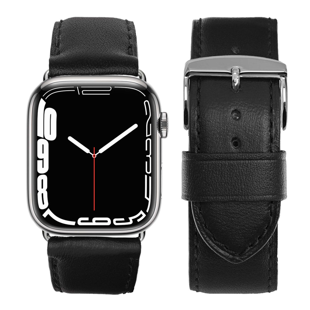 Holi Apple Watch - Bracelet cuir de vachette Noir 42 mm