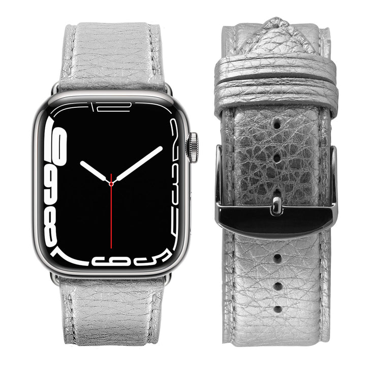 Maryline 2023 - Bracelet Apple Watch cuir de vachette satiné Diamant 42 mm