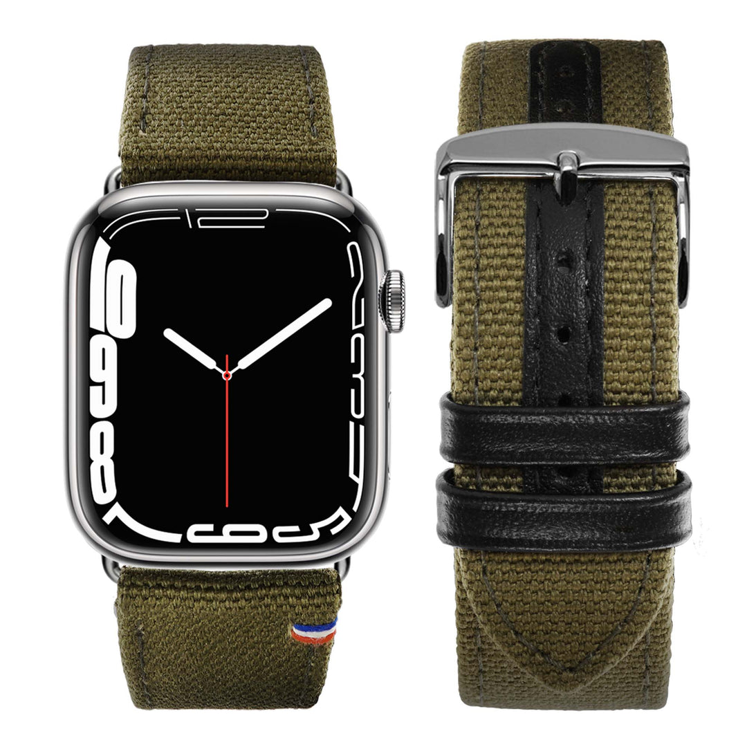 New Rover - Bracelet Apple Watch tissu renforcé Kaki 46 / 49 mm