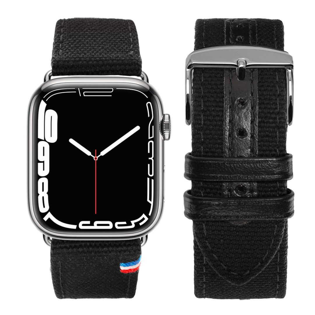 New Rover - Bracelet Apple Watch tissu renforcé Noir 42 mm