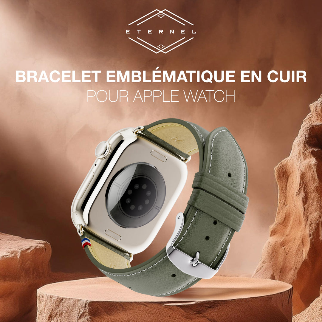 Roadster - Bracelet Apple Watch cuir perforé Vert forêt 42 mm