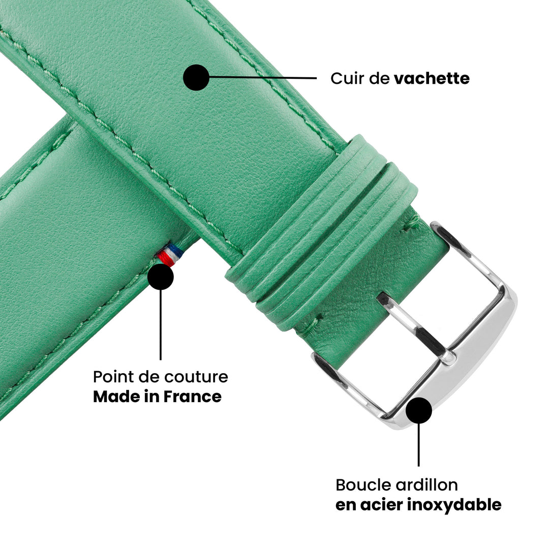Aquarelle - Apple Watch Armband aus Leder, kleine Größe Jade 46 / 49 mm