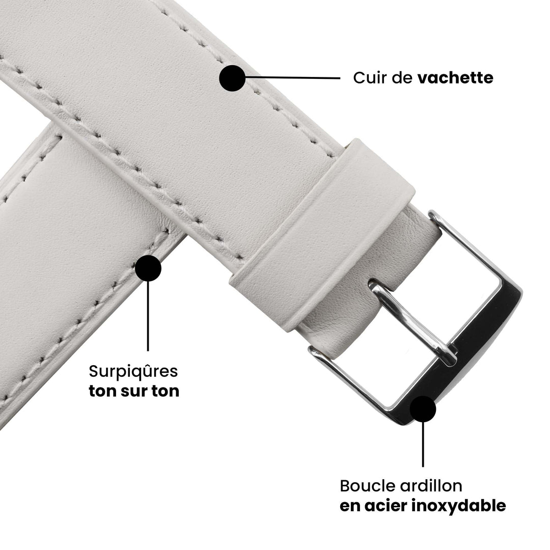 Holi Apple Watch - Bracelet cuir de vachette Blanc 46 / 49 mm