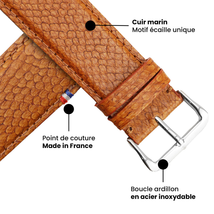 Horizon - Cuir marin français upcyclé - Bracelet Apple Watch Aurore 46 / 49 mm