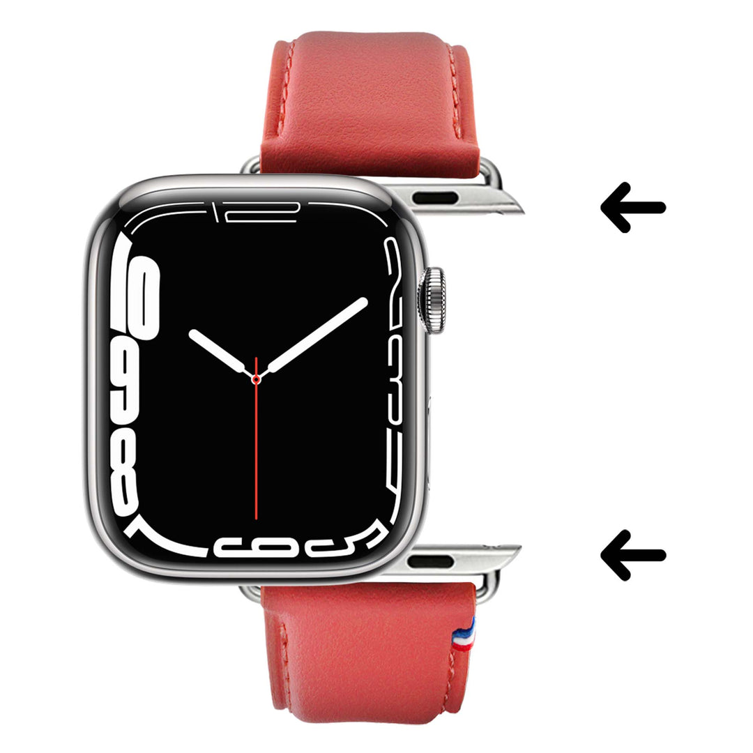 Aquarelle - Apple Watch Armband aus Leder, kleine Größe Koralle 46 / 49 mm