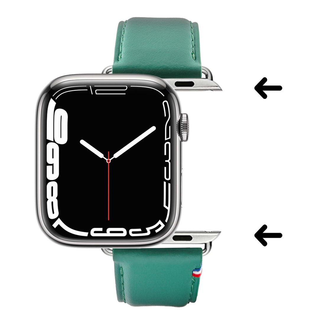 Aquarelle - Apple Watch Armband aus Leder, kleine Größe Jade 42 mm