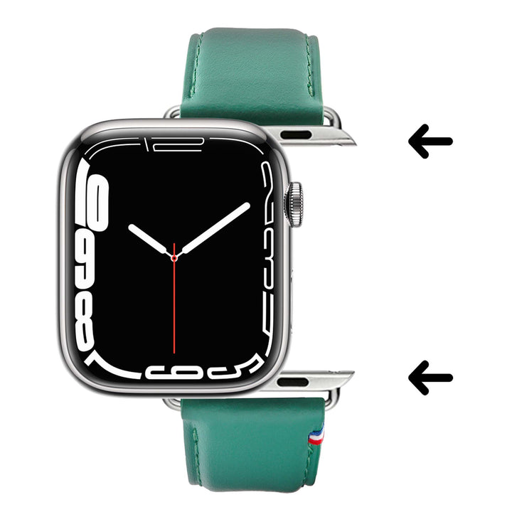 Aquarelle - Apple Watch Armband aus Leder, kleine Größe Jade 42 mm