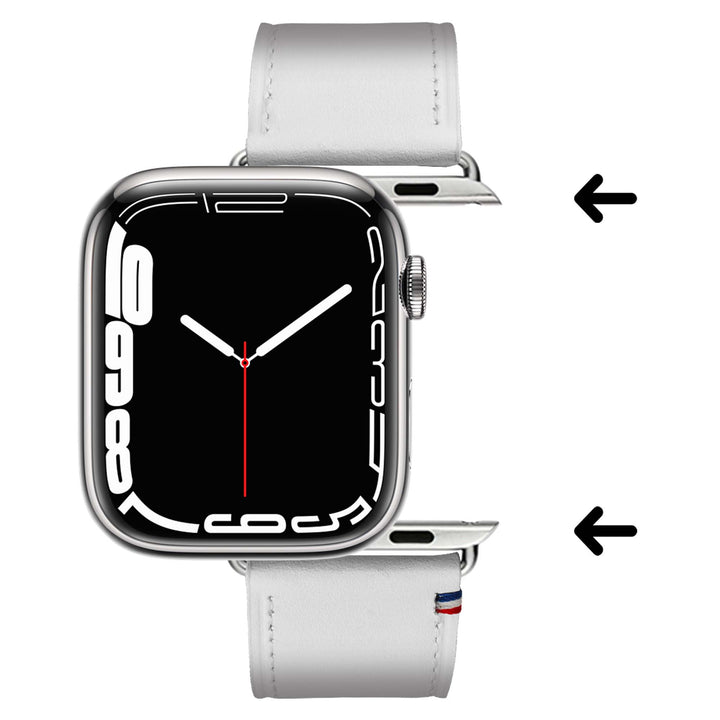 Double tour - Cuir de vachette Apple Watch Blanc 42 mm