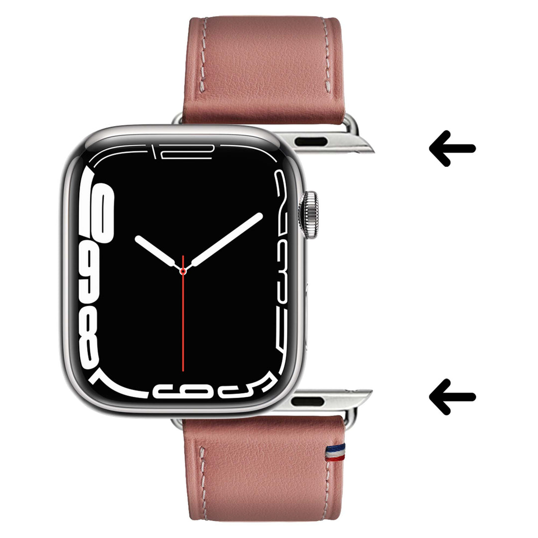 Double tour - Cuir de vachette Apple Watch Rose poudré 42 mm