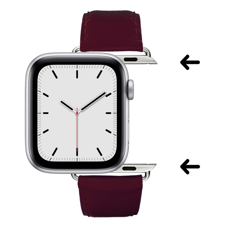 Holi Apple Watch - Bracelet cuir de vachette Bordeaux 46 / 49 mm