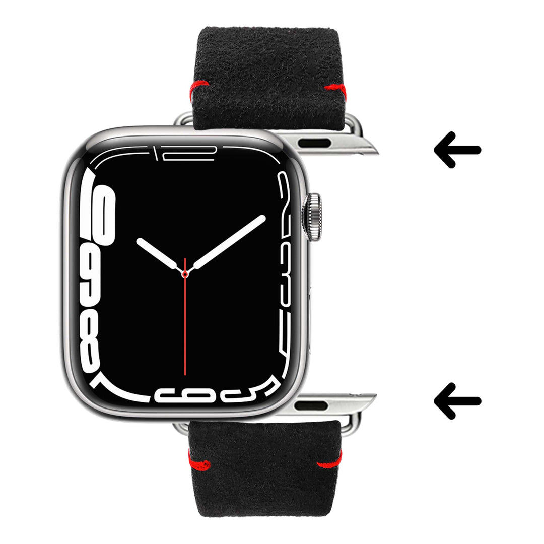 Maverick - Bracelet Apple Watch cuir de chèvre velours Noir 46 / 49 mm