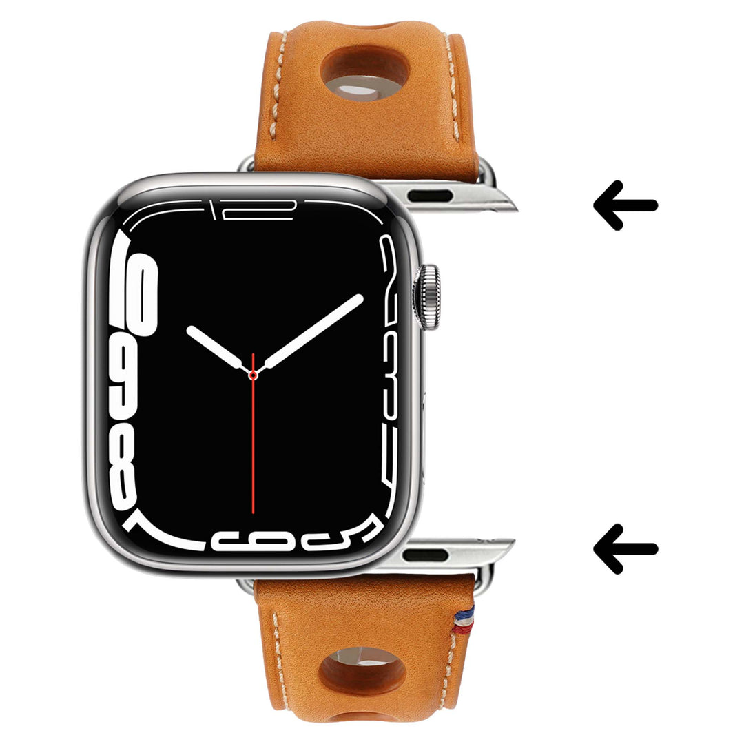 Rallye - Bracelet Apple Watch cuir vachette boucle déployante Miel 46 / 49 mm