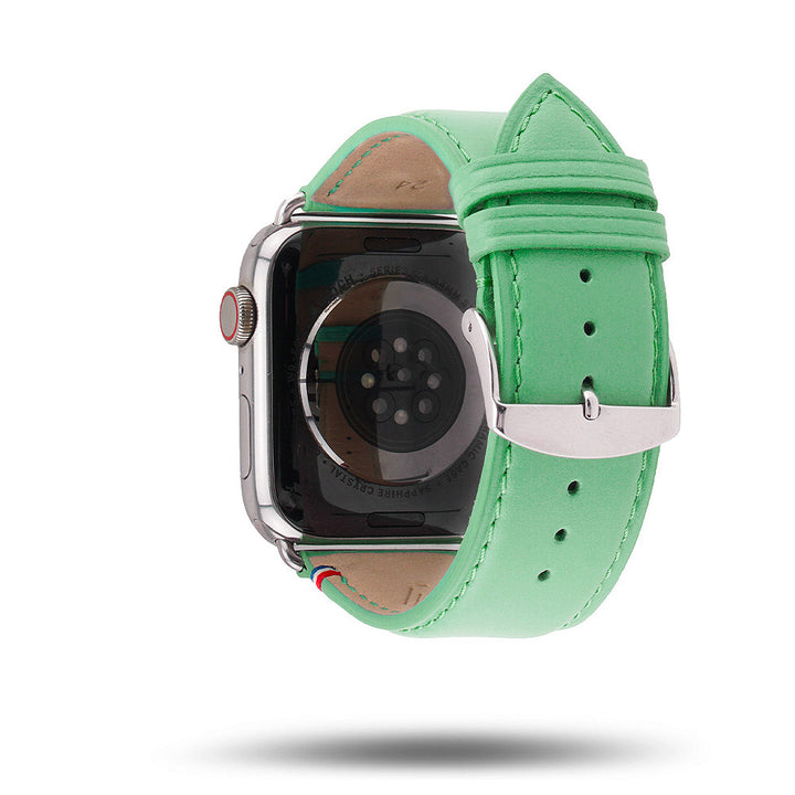 Aquarelle - Bracelet Apple Watch cuir petite taille Jade 46 / 49 mm