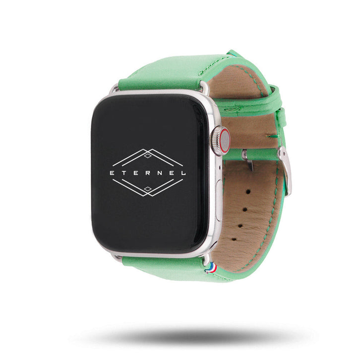 Aquarelle - Bracelet Apple Watch cuir petite taille Jade 46 / 49 mm