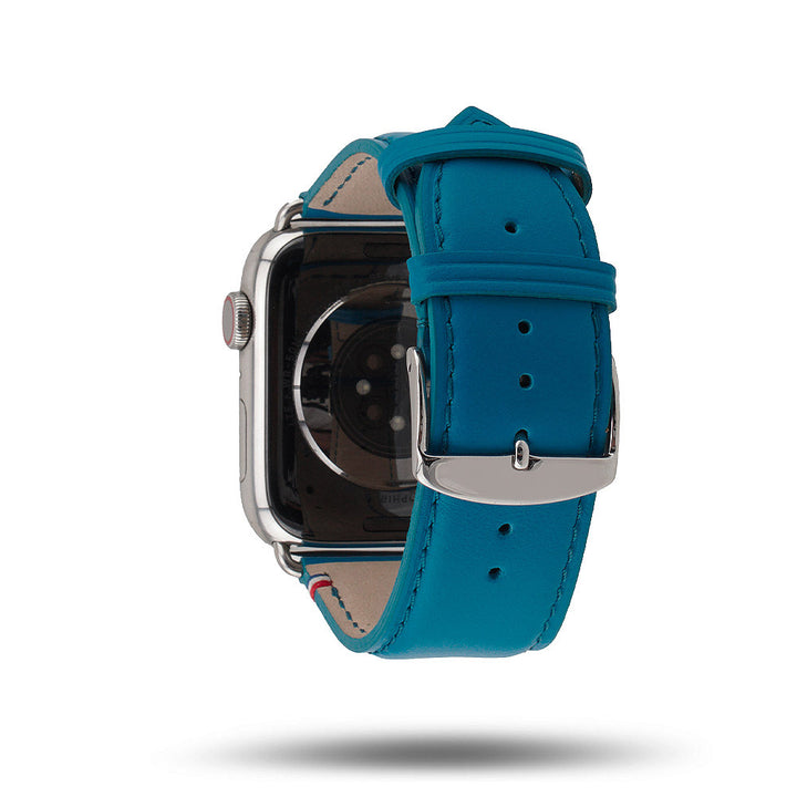 Aquarelle - Bracelet Apple Watch cuir petite taille Turquoise 42 mm