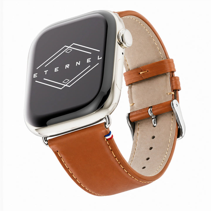 Aquarelle - Apple Watch Armband aus Leder, kleine Größe Gold 42 mm