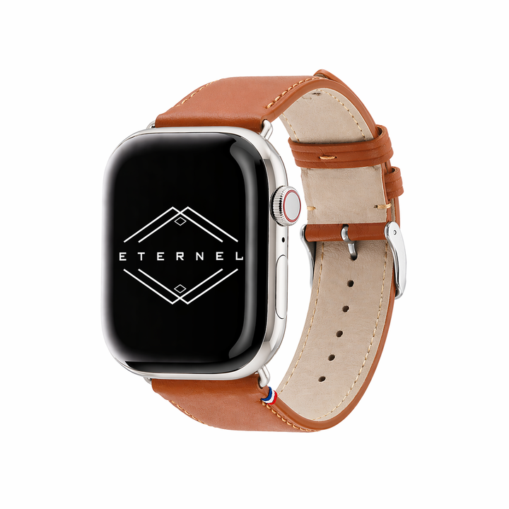 Aquarelle - Apple Watch Armband aus Leder, kleine Größe Gold 42 mm