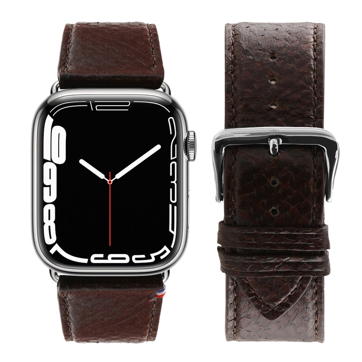 Horizon - Cuir marin français upcyclé - Bracelet Apple Watch Tourbe 46 / 49 mm