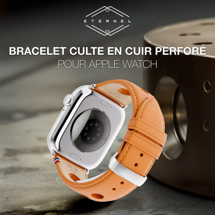 Rallye - Apple Watch Armband aus Kalbsleder mit Faltschließe Honig 42 mm