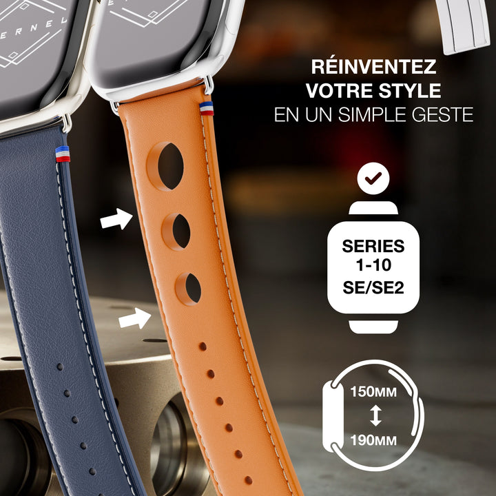 Rallye - Apple Watch Armband aus Kalbsleder mit Faltschließe Honig 42 mm