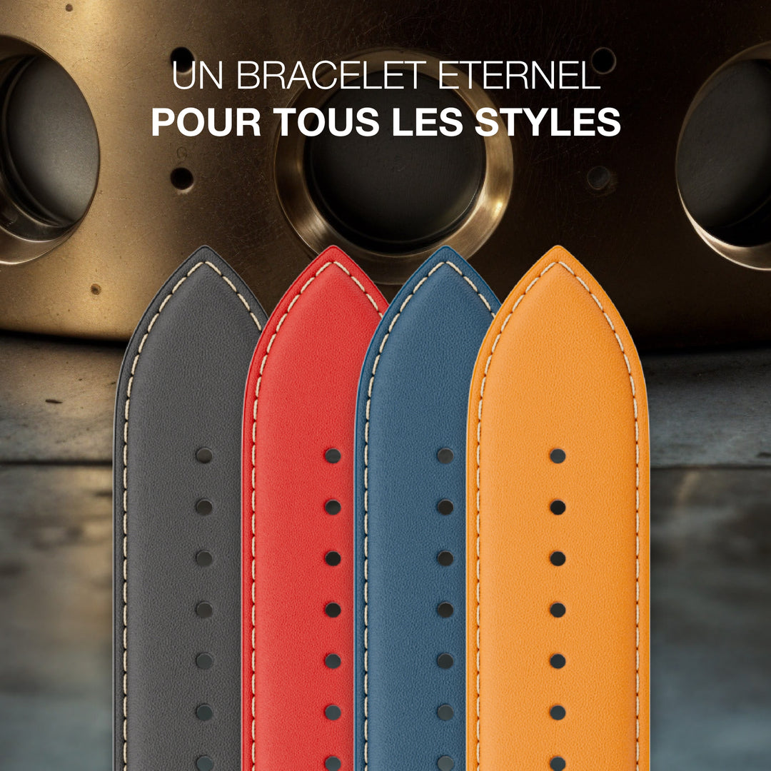 Rallye - Bracelet Apple Watch cuir vachette boucle déployante Rouge 46 / 49 mm