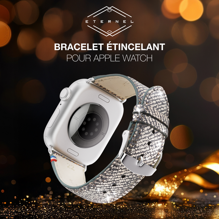 Parisian Night – Sparkling Denim-Effect Leather Apple Watch Band – Moon 42 mm