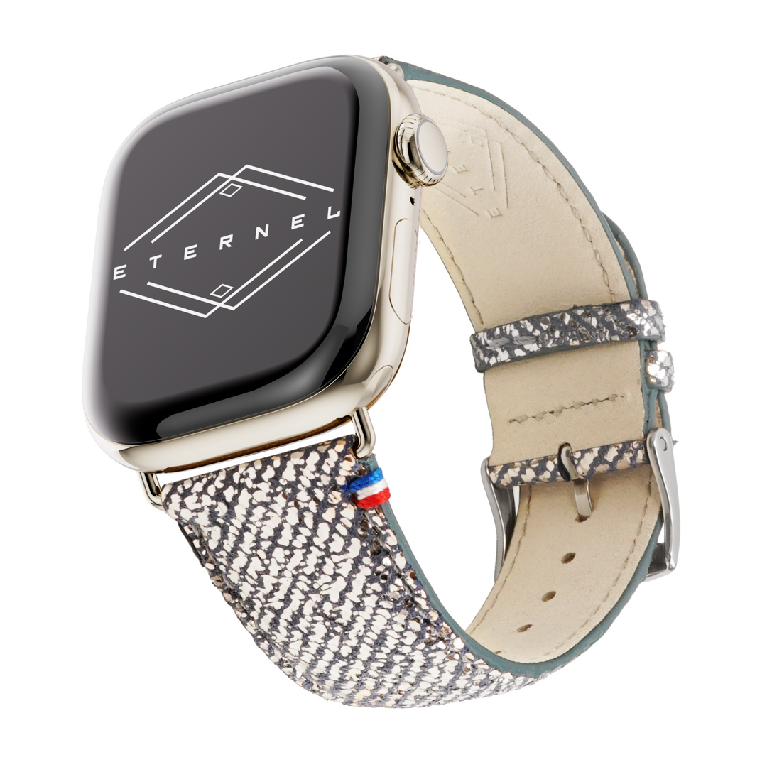 Parisian Night – Sparkling Denim-Effect Leather Apple Watch Band – Moon 42 mm
