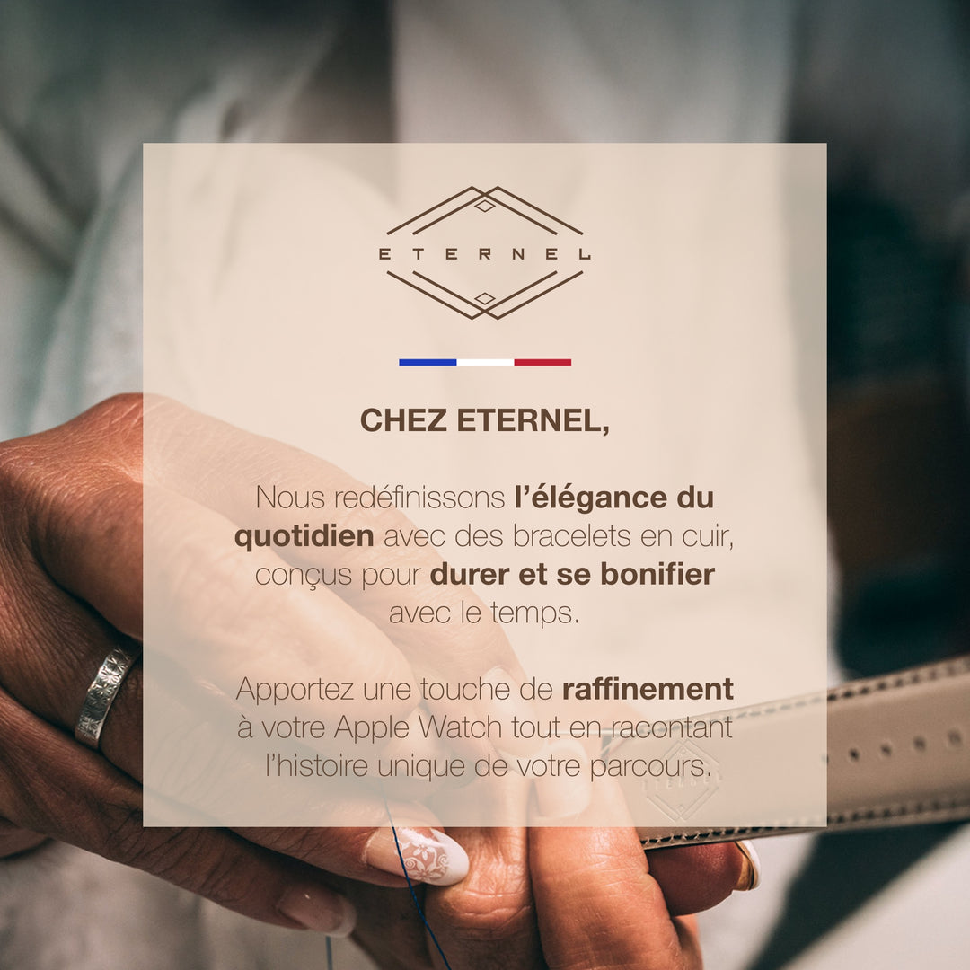 Simple tour - Cuir de vachette graissé Apple Watch Bleu marine 42 mm