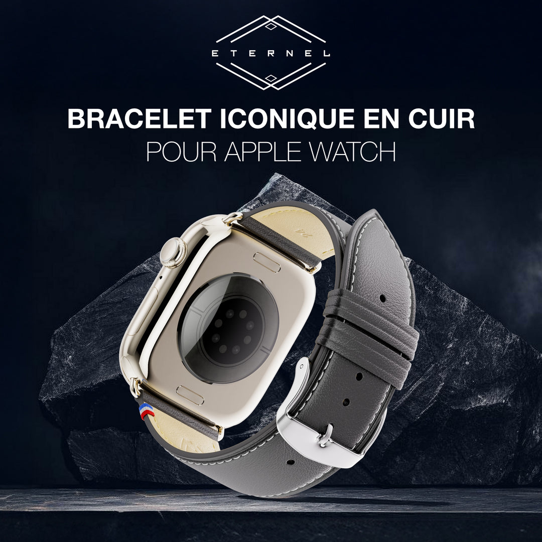 Simple tour - Cuir de vachette graissé Apple Watch Noir 46 / 49 mm