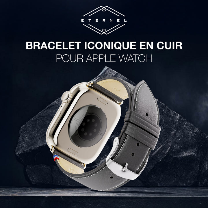 Simple tour - Cuir de vachette graissé Apple Watch Noir 46 / 49 mm