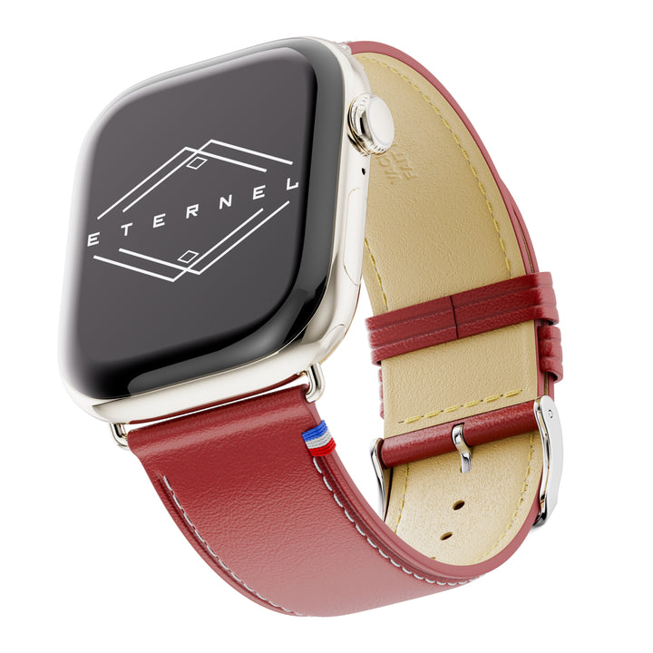 Simple tour - Cuir de vachette graissé Apple Watch Rouge 46 / 49 mm