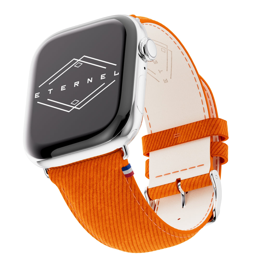 Orange Apple Watch Derniere Sortie Denim Bracelet Apple Watch Cuir