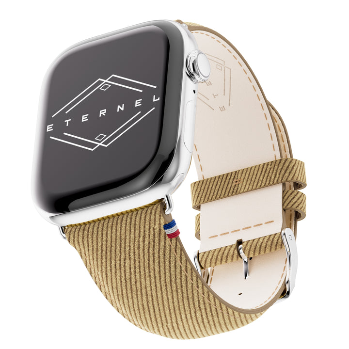 Denim - Bracelet Apple Watch cuir effet jean - Taupe 46 / 49 mm