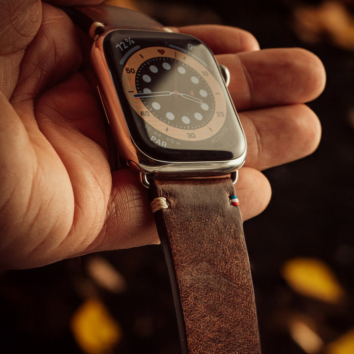 Vintage - Logan Brown Full-Grain Leather Apple Watch Strap 42 mm