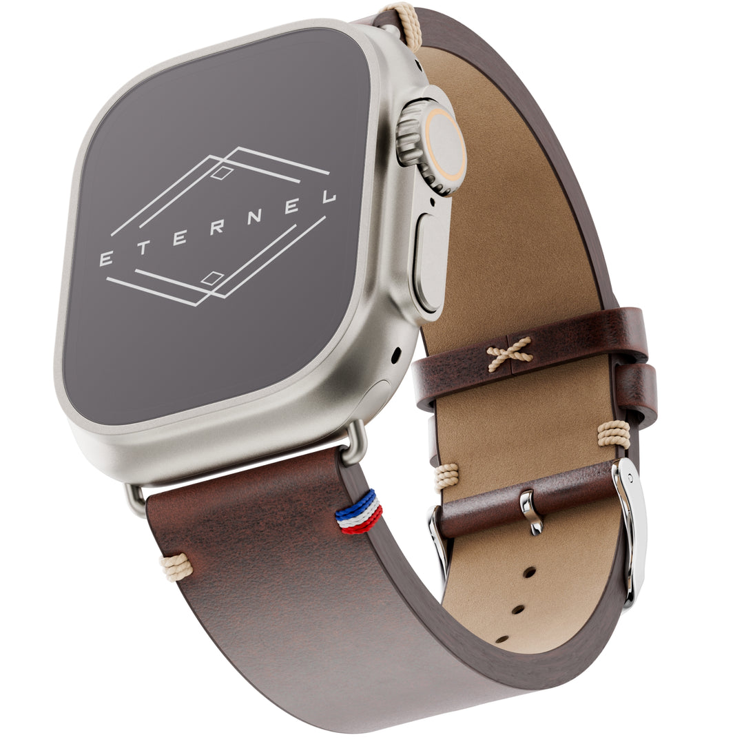 Vintage Full-grain leather Apple Watch band Logan brown 46 49