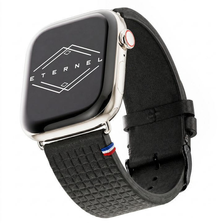 Carbone - Apple Watch Armband aus Leder mit Schachbrettmuster 46 / 49 mm