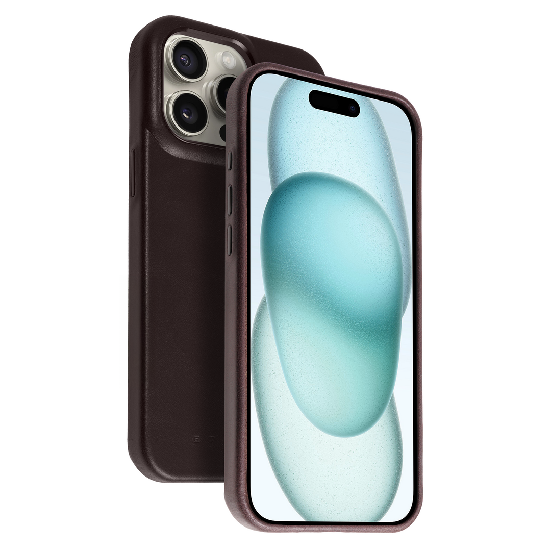 Coque Arsene cuir pleine fleur - iPhone 15 Pro - Cognac