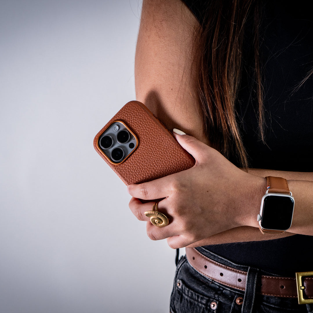 Coque Elise cuir grainé - iPhone 16 Pro Max - Gold