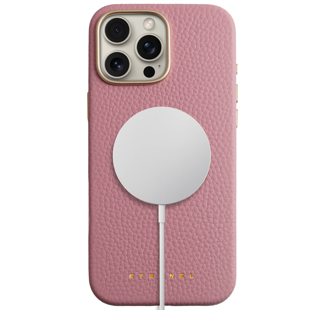 Coque Elise cuir grainé - iPhone 15 Pro Max - Rose